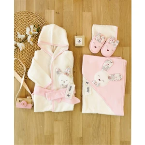 Kız Bebek Tavşan 6 Lı Havlu Bornoz Seti Defneli Sabun li