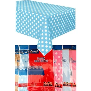Doğum Günü Plastik Masa Örtüsü Mavi Puantiyeli
