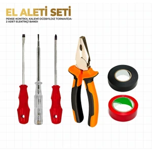 El Aleti Seti- Pense-Kontrolkalemi-Düz&yıldız Tornavida-2 'li Elektirikci Bandı