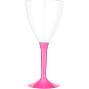 Plastik Şarap Bardağı Kadeh 10 Adet Pembe