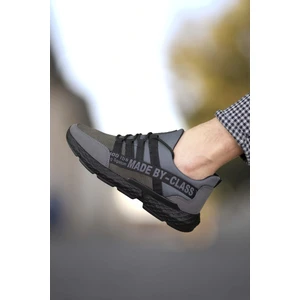 Gri Erkek Cilt Sneaker 0012SANTO