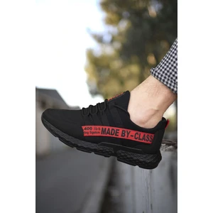 Siyah Kırmızı Erkek Cilt Sneaker 0012SANTO