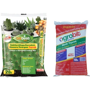 Bitbest Bio 20lt Kaktüs Toprağı + Agrobit Akıllı Bitki Toprağı 10lt