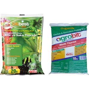 Bitbest Bio 20lt Bitki Saksı Toprağı + Agrobit Akıllı Kaktüs Toprağı 10lt