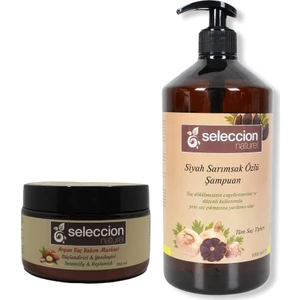 Siyah Sarımsak Özlü Şampuan 1000 ml + Argan Yağı Özlü Saç Maskesi 250 ml