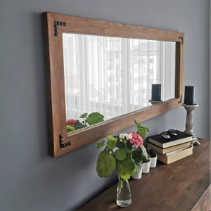 Neostill - Ahşap Ceviz Dekoratif Ayna 110X50