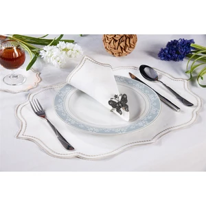 Caka Home  Kokteyl Peçetesi - Amerikan Servis Oymalı Nakışlı Taş 12 Parça Set