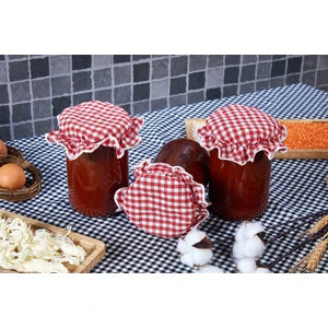 Caka Home  3'lü Kumaş Kavanoz Kapağı Ekose Desen Kırmızı