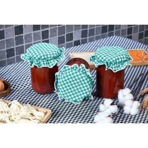 Caka Home  3'lü Kumaş Kavanoz Kapağı Ekose Desen Yeşil
