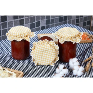 Caka Home  3'lü Kumaş Kavanoz Kapağı Ekose Desen Sarı