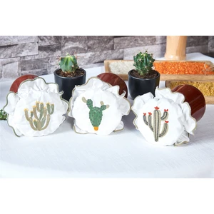 Caka Home  3'lü Kumaş Kavanoz Kapağı Kaktüs Desen