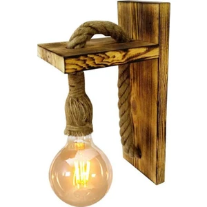 İnce Reklam Ahşap Duvar Aydınlatma Aplik Halatlı Rustik Aplik