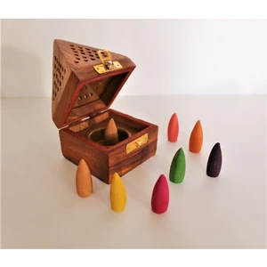 Tütsü Ahşap Tasarım Konik Model Tütsülük 6 Adet Koni Tütsü ile