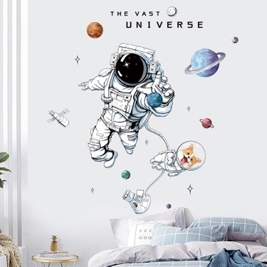 Famelya Astronot Ve Kopegi Bebek Cocuk Odasi Duvar Sticker Fiyati