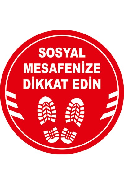New Jargon Ayakkabı İzi ve Sosyal Mesafeyi Koruyunuz Yazısı Sticker 25 x 25 cm 10'lu SYL02