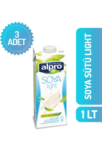 Alpro Soya Sütü Light 1 lt x 3'lü