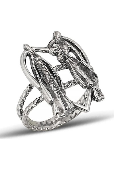 In Love Inlove Kafkas Figürlü Gümüş Kadın Yüzüğü Adige Yüzüğü