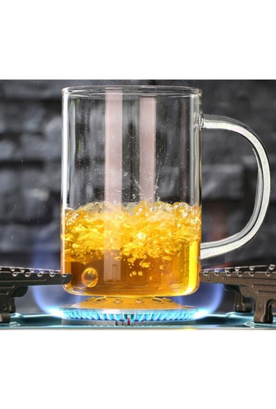 Bimbambom Çay Bardağı 6'lı, Isıya Dayanaklı Borosilikat Kulplu Cam Bardak