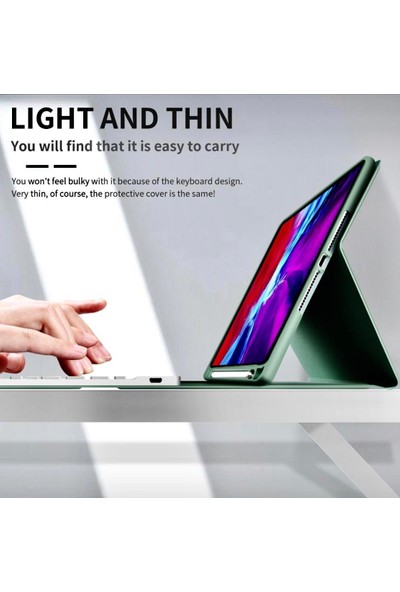 Teleplus Apple iPad Air 3 Kılıf Cover Standlı Mıknatıslı Bluetooth Klavyeli Kılıf Yeşil