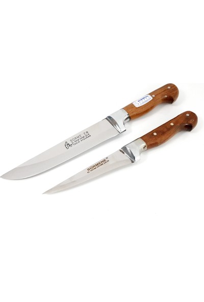 Sürmene Mutfak Kasap Bıçak Set 2'li Kesme & Sıyırma Bıçağı Bilezikli Soğuk Mühür