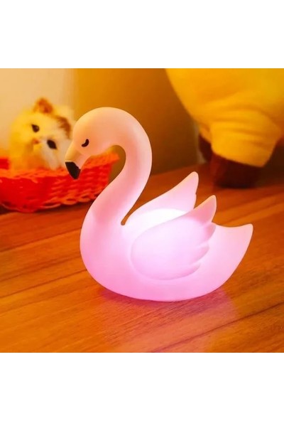 Krglt Dekoratif Pembe LED Işıklı Silikon Flamingo Gece Lambası