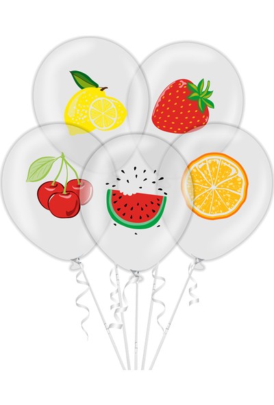 Parti Vakti Karışık Meyve Baskılı Lateks Balon 10'lu
