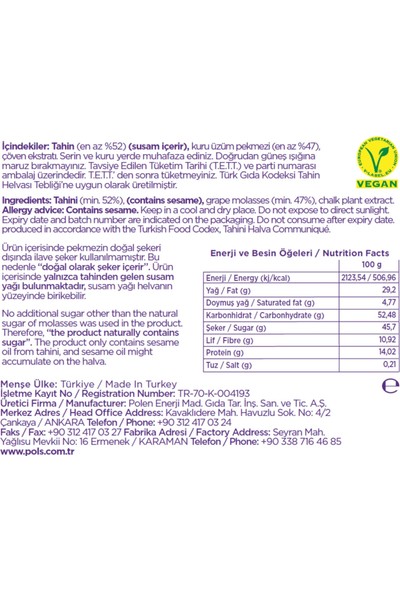 Pols Aile Large Bundle: Helvart Üzüm Pekmezli Helva (750 gr) + Freeze Dry Çilek + Dilim Elma + Vişne + Böğürtlen + Mısır