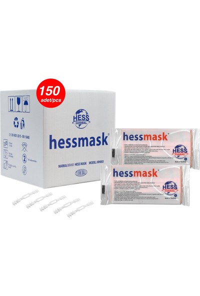 Hessmask 3 Katlı Steril Full Ultrasonik Tek Tek Paketlenmiş Turuncu Telli Cerrahi Maske 100 Adet