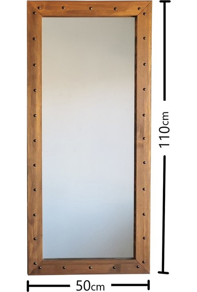 Neostill - Ahşap Zımbalı Ceviz Boy Aynası 50X110