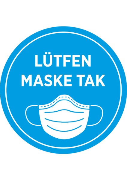 Maske Tak Mavi Renk Sticker Afiş Duvar İçin 25 x 25 cm 10'lu SYL14