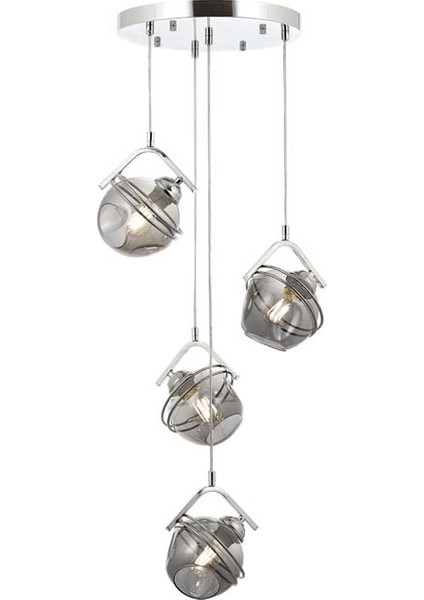 AV-60215-4KT Krom Kaplama Modern Avize E27 Metal Cam 40cm