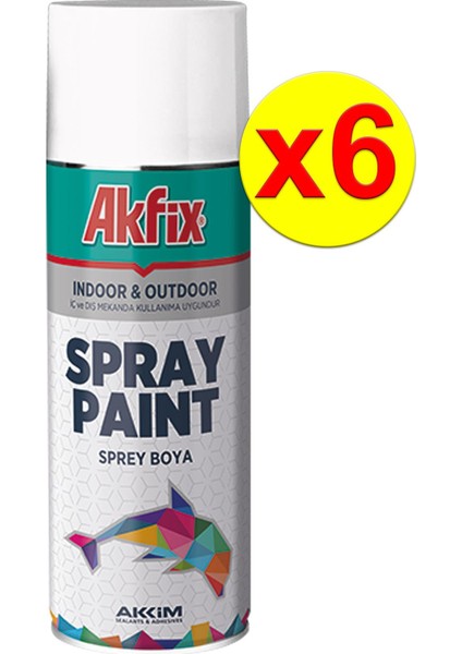 6’lı Paket Akrilik Sprey Boya 400ML Parlak Beyaz