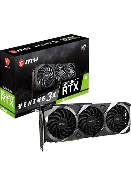 GeForce RTX 3070 Ventus 3X OC 8GB GDDR6 256Bit DX(12) PCI-Express 4.0 Ekran Kartı (GeForce RTX 3070 VENTUS 3X OC)