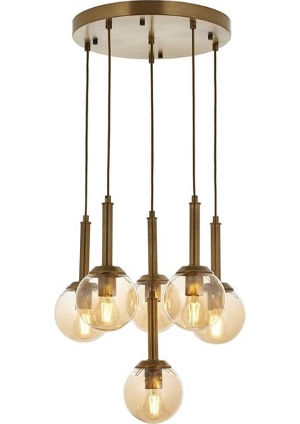 AV-60216-6ET Eskitme Kaplama Modern Avize E27 Metal Cam 50cm