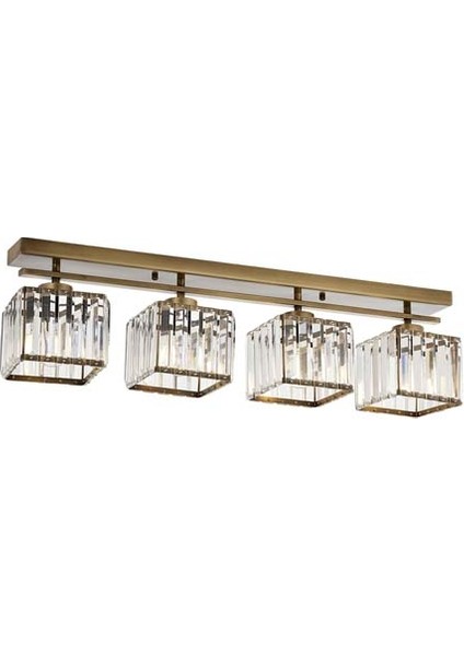 AV-60230-4EY Eskitme Kaplama Modern Avize E27 Metal Kristal 80x15cm