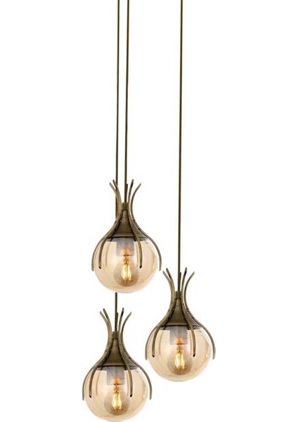 AV-60161-3ET Eskitme Kaplama Modern Avize E27 Metal Cam 40cm