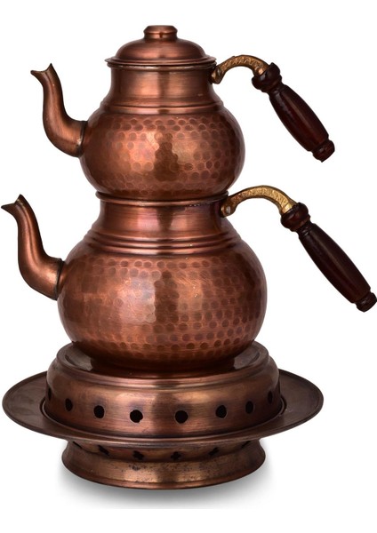 Klasik Isıtıcılı Kalın Bakır Çaydanlık Orta Boy