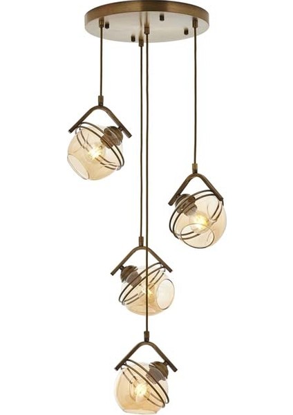 AV-60215-4ET Eskitme Kaplama Modern Avize E27 Metal Cam 40cm