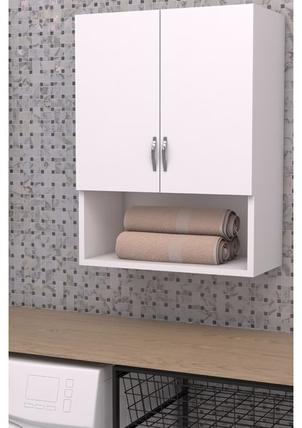Esila Makina Üstü Dolap, Banyo Dolabı, Çamaşır Dolabı, Havlu Dolabı, Kapaklı Dolap - Beyaz fiyatları