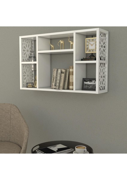 Terek Remaks Dekoratif Duvar Rafı Beyaz