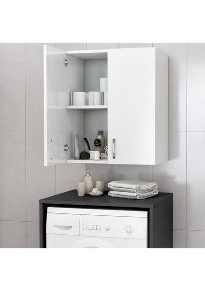 Makina Üstü Dolap, Banyo Dolabı, Çamaşır Dolabı, Havlu Dolabı, Kapaklı Dolap - Beyaz