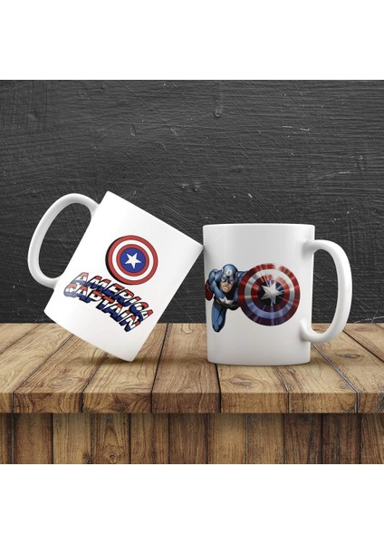 Kişiye Özel Kaptan Amerika Tasarımlı Kupa