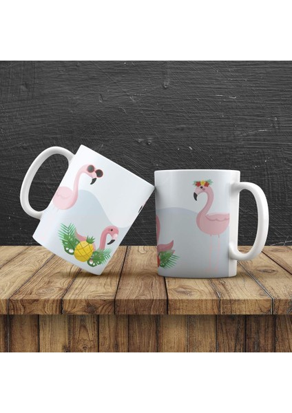 Kişiye Özel Flamingoların Aşkı 1 Tasarımlı Kupa
