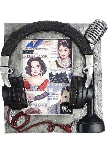 Kulaklık Mikrofon Temalı Dekoratif Fotoğraf Çerçevesi