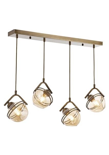 AV-60215-4EY Eskitme Kaplama Modern Avize E27 Metal Cam 77x14cm