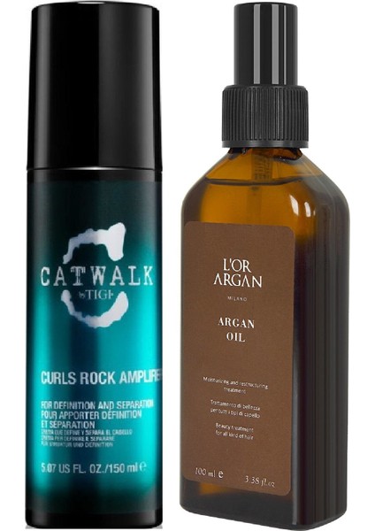 Tigi Catwalk Curls Rock Amplifier 150 ml + Lor Argan Milano Argan Bakım Yağı 100 ml