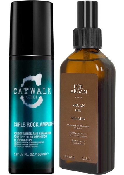 Tigi Catwalk Curls Rock Amplifier 150 ml + Lor Argan Milano Keratin Bakım Yağı 100 ml