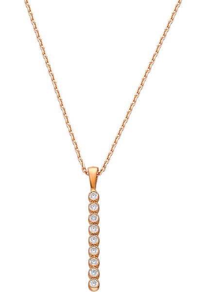 Sıralı Zirkon Taşlı Sarı 925 Ayar Gümüş Kadın Kolye modelleri