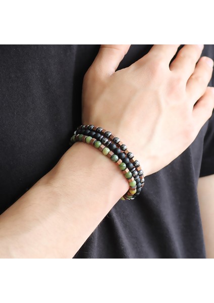 Küre Kesim Yeşil Yeşim-Oniks-Hematit Kombinli Doğaltaş Bileklik fiyatları