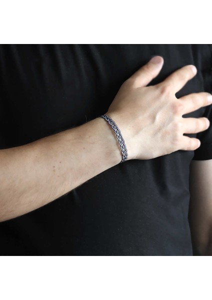 El İşçiliği Siyah-Beyaz 1000 Ayar Gümüş Kazaz Bileklik fiyatları